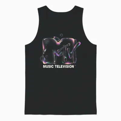 Mademark X Mtv - Mtv Logo Soap Bubbles Rainbow Detergent Liquid Bubble Mtv Unisex Tank Top - Black