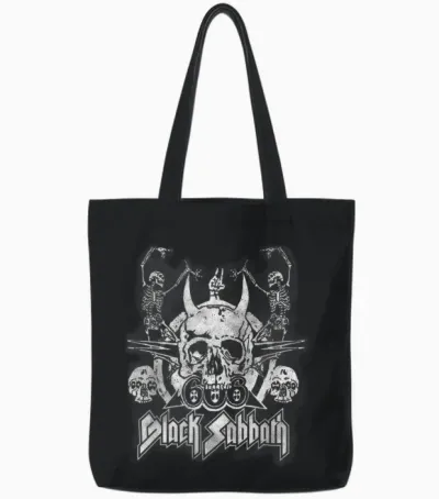 Black Sabbath Official Vintage Dancing Skeletons Tote Bags - Black