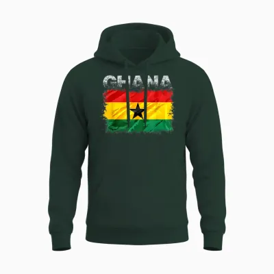 Ghana Flag T-Shirt, Black, S Unisex Hoodie - Forest