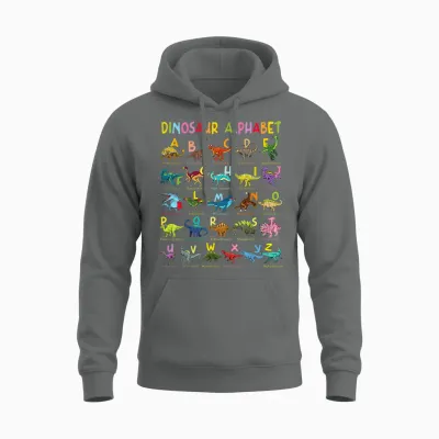 Types of Dinosaurs Alphabet A-Z Abc Dino Identification Unisex Hoodie - Graphite Heather