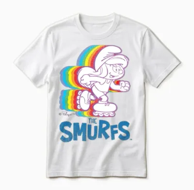 Smurfs Design Smurfette on Roller Skates Unisex T-Shirt - White