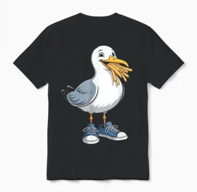 Möwe Sneaker Pommes Cool Unisex T-Shirt - Black