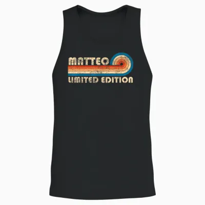 Matteo Retro 70s 80s Sunset Stripe Unisex Tank Top - Black