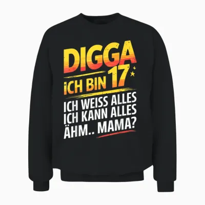 17th Birthday Boy Girl 17 Years 2008 Funny Gift T-Shirt, Black Unisex Sweatshirt - Black