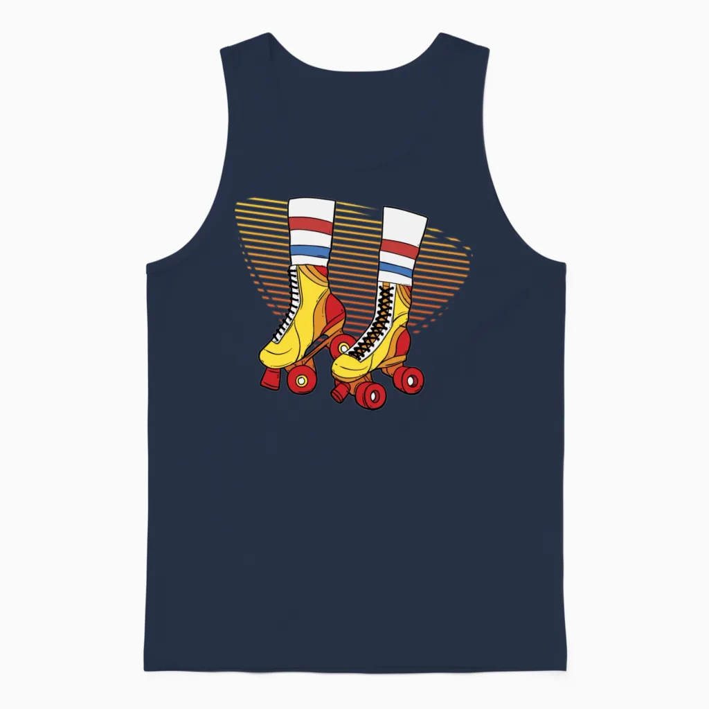 Retro Roller Skates Unisex Tank Top - Navy