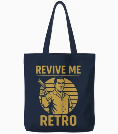 Neon Retro Tote Bags - Navy