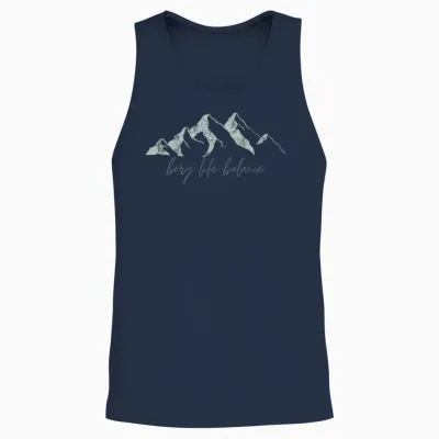 Berg Life Balance Retro Mountain Hiking Outdoor Hiking T-Shirt, Black Unisex Tank Top - Navy