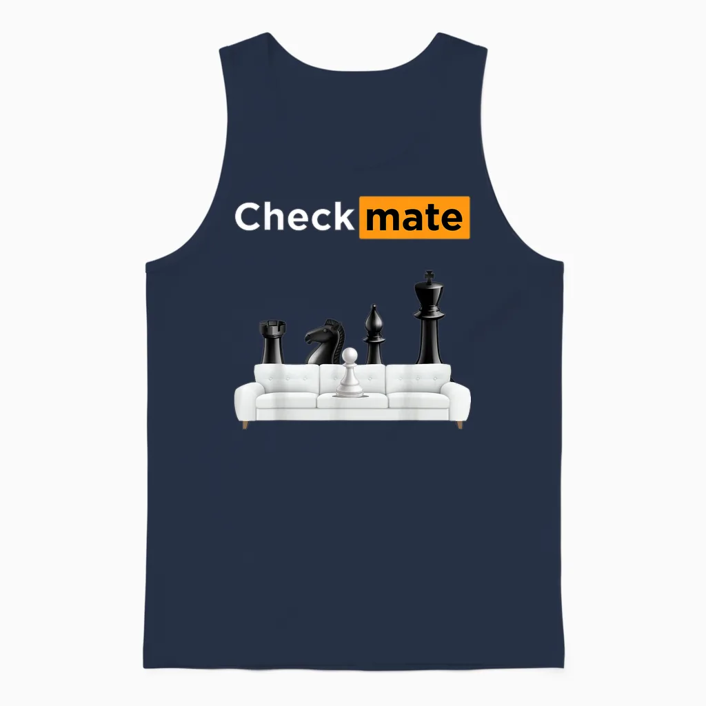 Lustige Pawnografie Checkmate Schach Meme Herren Damen Unisex Tank Top in Navy