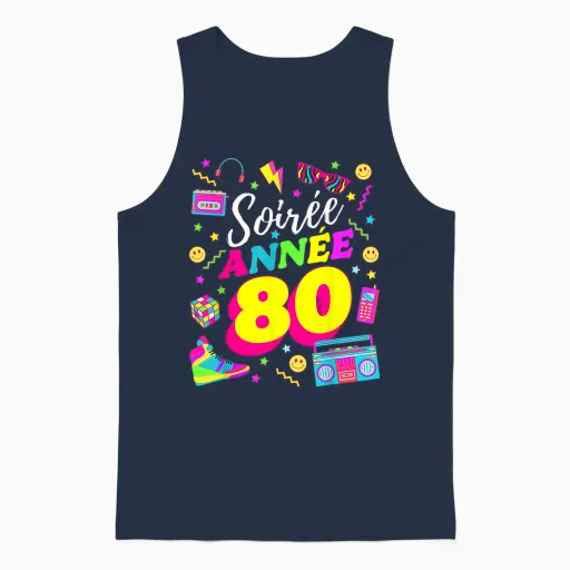 Party 80s Birthday Party 80s Retro Style T-Shirt, Black, S Unisex Tank Top - Navy
