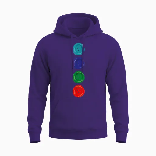 Four Groovy Buttons Blue Cat Funny Halloween Costume Unisex Hoodie - Purple