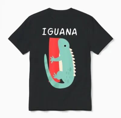 Iguana Alphabet Funny Unisex T-Shirt - Black