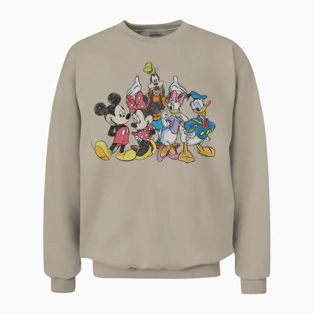 Disney Mickey Mouse and Friends Short Sleeve Unisex Sweatshirt - Sand