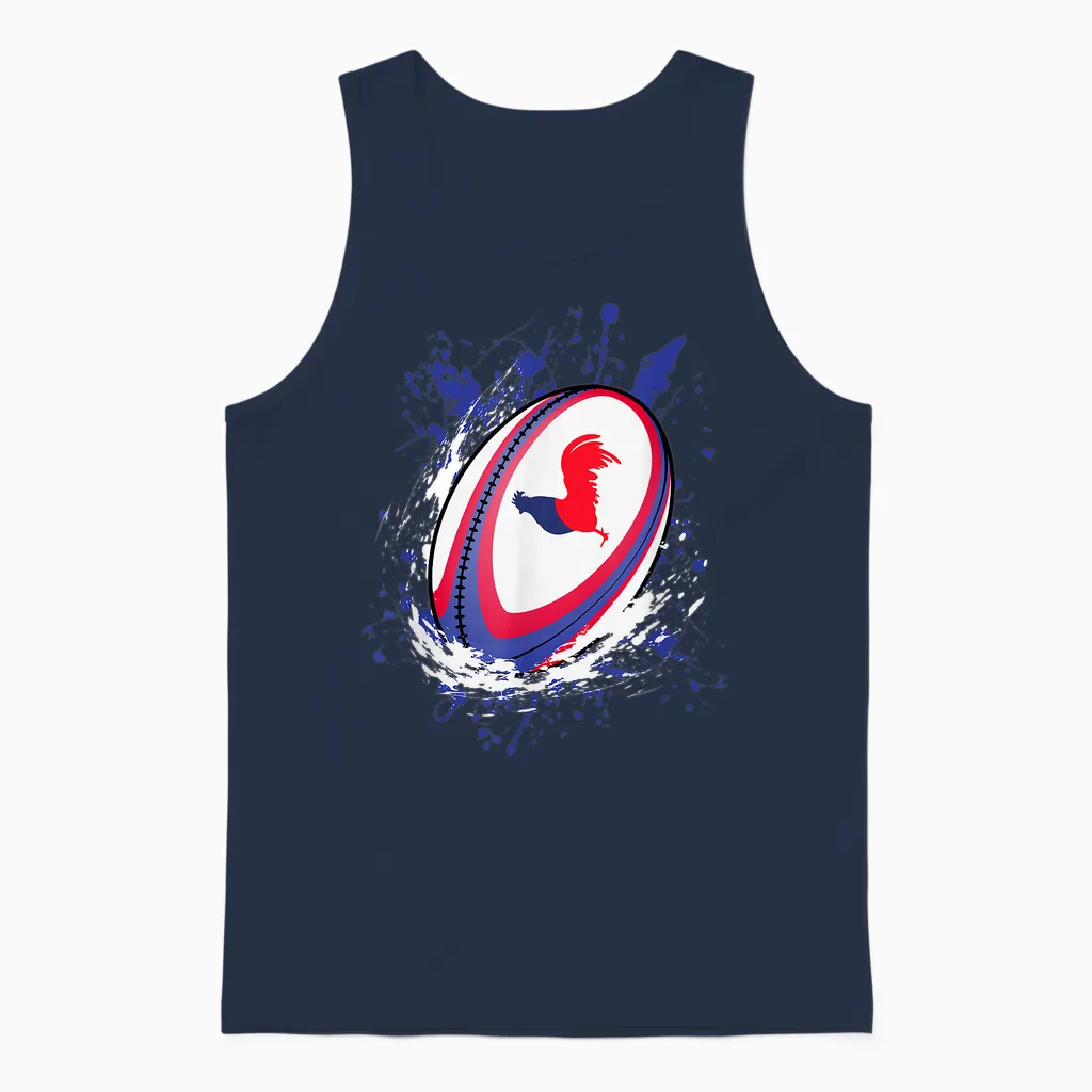 Rugby Shirt Player Child Man Flag Rooster Men Women Unisex Tank Top in Navy
