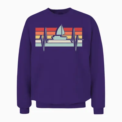 Sailing Heartbeat Retro Unisex Sweatshirt - Purple
