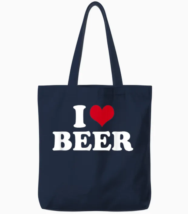 I Love Beer Bier Wine & Tote Bags in Navy