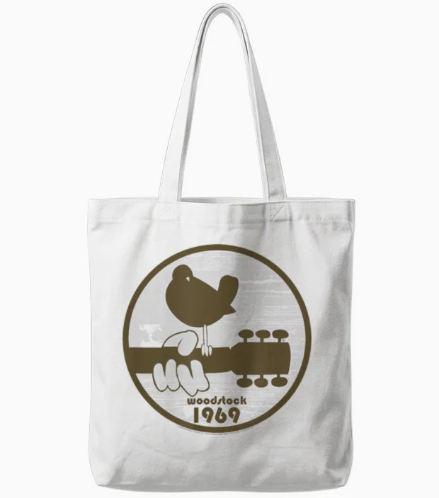 Woodstock - Bird Logo 1969 T-Shirt, White Tote Bags in White