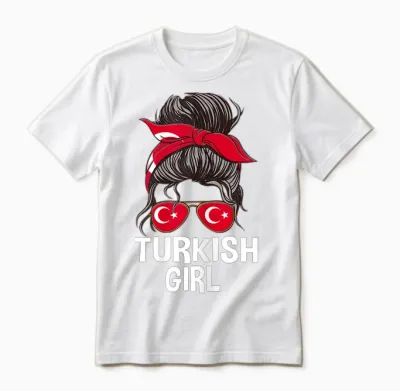 Lunettes De Soleil Pour Femme Avec Cheveux Désordonnés Motif Drapeau Turc Unisex T-Shirt - White