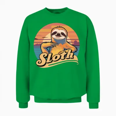 Funny Sloth Retro Vintage Unisex Sweatshirt - Irish Green