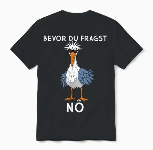 Funny Sayings Seagulls Before You Ask Nee Nö Unisex T-Shirt in Black