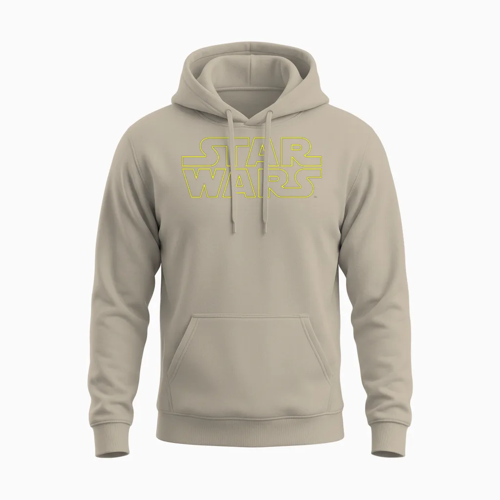 Star Wars Simple Title Logo Outline Disney+ Unisex Hoodie in Sand