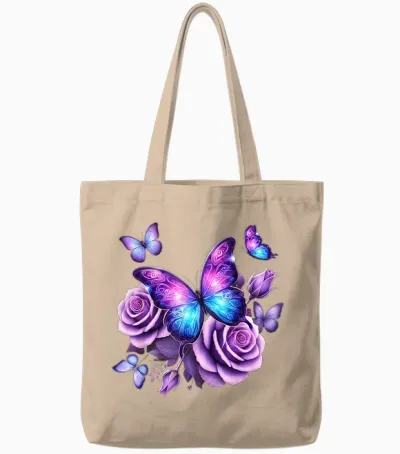 Beautiful Butterfly Purple Pink Butterfly Lovers Gifts Women Tote Bags - Natural