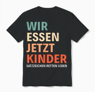 Sarkasmus Grammatik Spruch Lustig Wir Essen Jetzt Kinder Unisex T-Shirt - Black