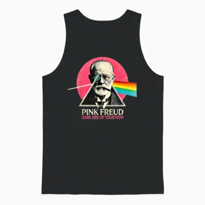 Funny Pink Freud: the Dark Side of Your Mother - Psychology T-Shirt, Black Unisex Tank Top - Black