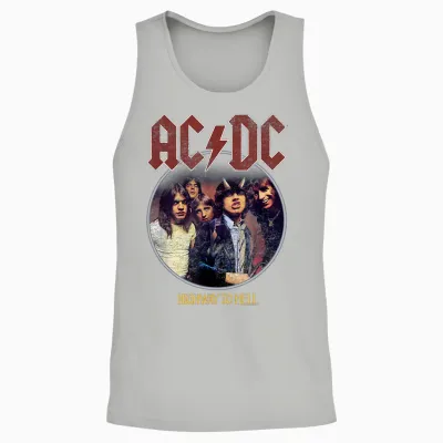 Official Ac/dc Highway to Hell Circle Rock Music Band Unisex Tank Top - Ash