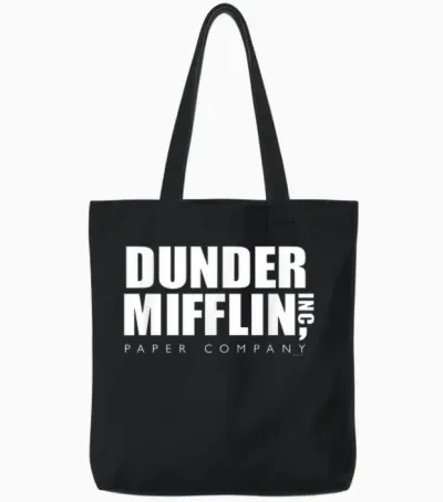 The Office Dunder Mifflin Official Short Sleeve Tote Bags - Black