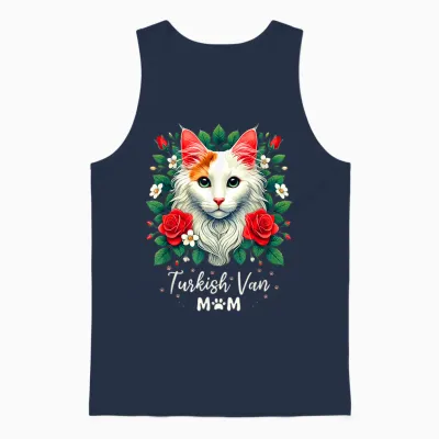 Roses Flowers Turkish Van Mom T-Shirt, Black, S Unisex Tank Top - Navy