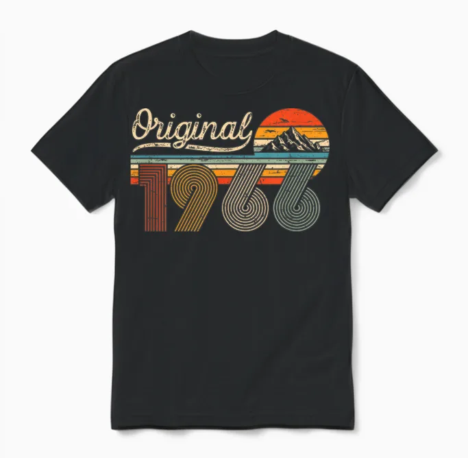 Original 1966 Vintage Retro 59th Birthday Man Woman Unisex T-Shirt in Black
