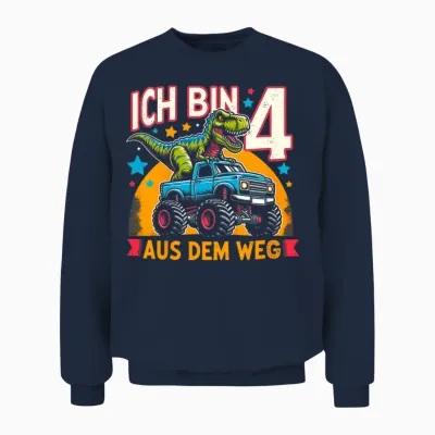T-Shirt with German Text "ich Bin 4" [german Language], Black Unisex Sweatshirt - Navy