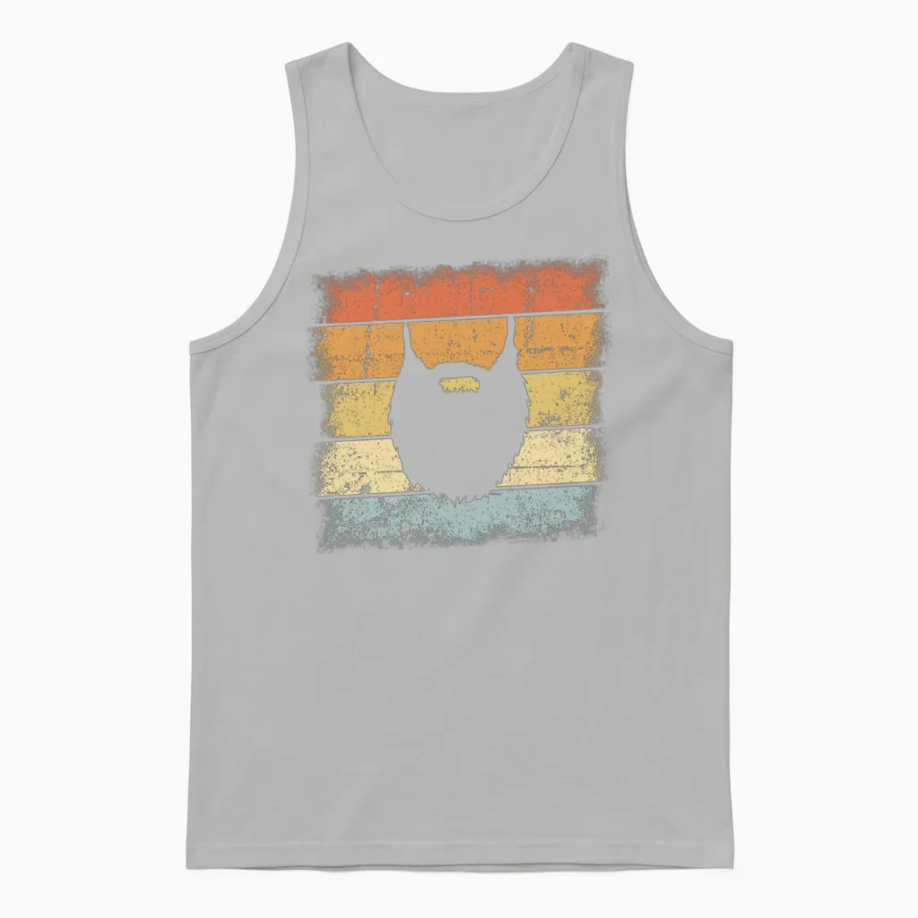 Beard Retro Design Unisex Tank Top in Ash