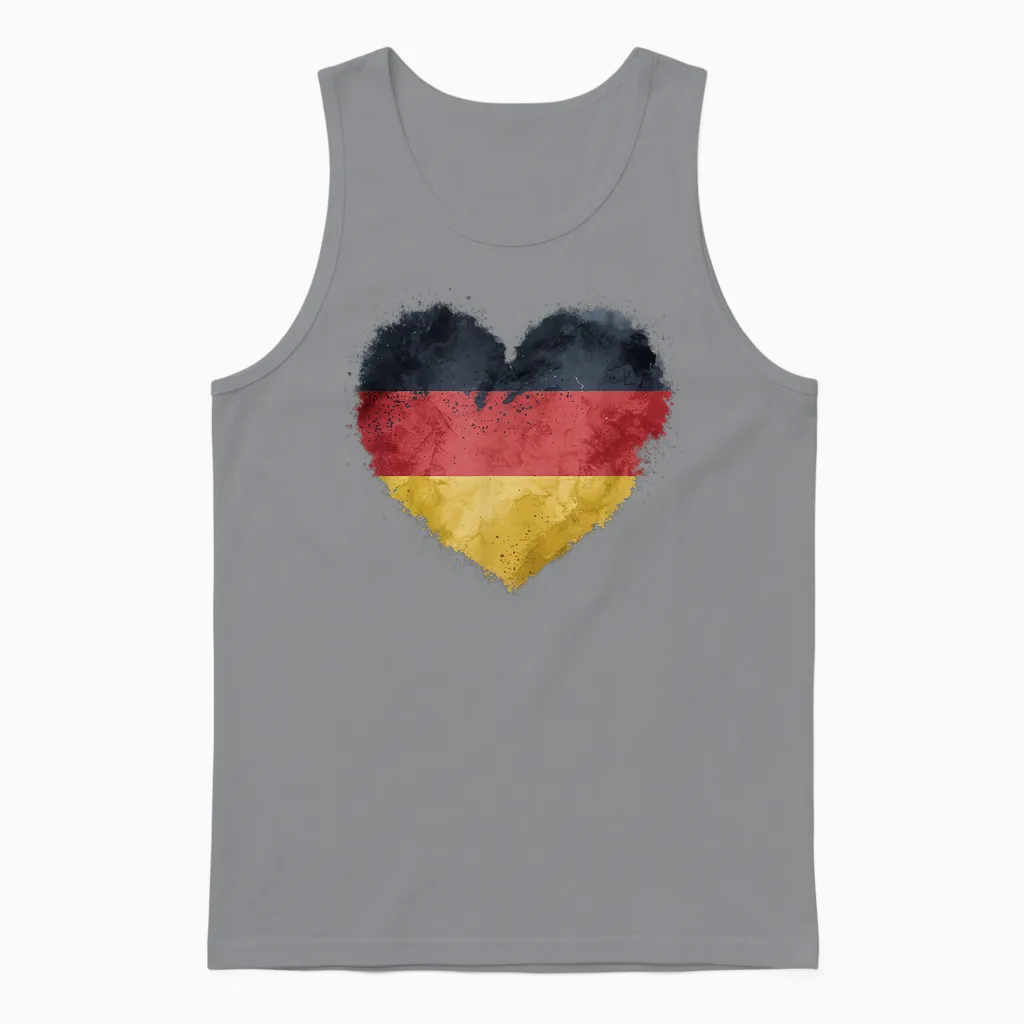 Leuchtendes Herz, Deutsche Flagge, Farben, Deutschland-Fan Unisex Tank Top in Sport Grey