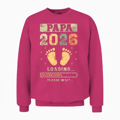 Papa 2026 Loading, Baby Announcement, Expecting Dad Unisex Sweatshirt - Heliconia