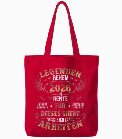 Rentner Eine Legende Geht in Rente 2026 Ruhestand Homme T-Shirt, Black Tote Bags - Red