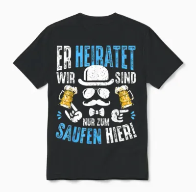 Hen Party T-Shirt Men's Bachelor Party T-Shirt, Black, S Unisex T-Shirt - Black