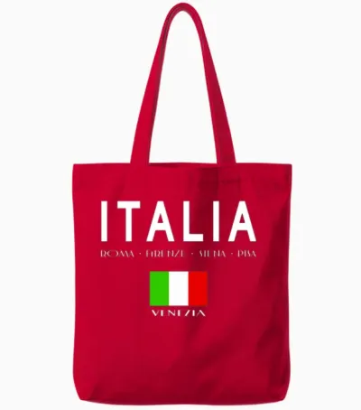 Italia Venezia White Tote Bags - Red