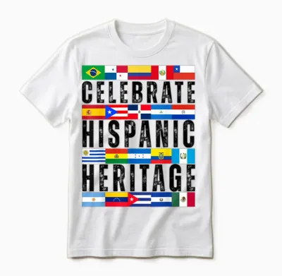 Hispanic Countries Flags Celebrate Hispanic Heritage Month Unisex T-Shirt - White