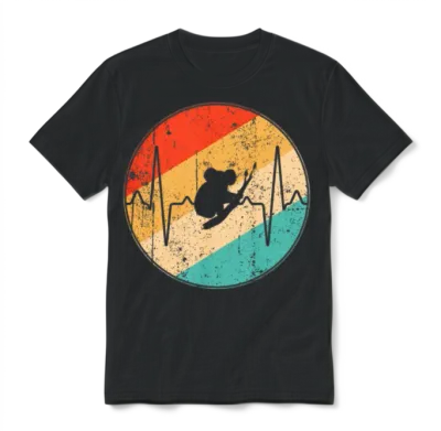 Koala Bear Retro Heartbeat Unisex T-Shirt - Black