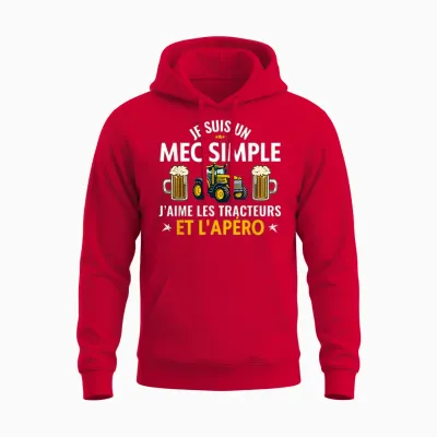 I Am a Simple Guy I Love Tractors and the Aperitif Unisex Hoodie - Red