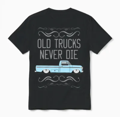Old Trucks Wind Blue Unisex T-Shirt - Black
