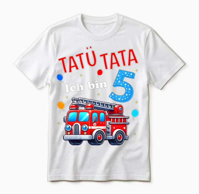 Kinder Feuerwehr Feuerwehrmann Kinder Geburtstag 5 Jahre Alt Junge Unisex T-Shirt in White