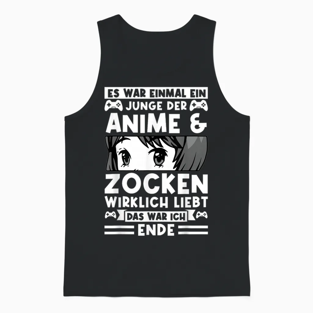 Ein Junge Der Anime & Zocken Liebt Anime Zocken Unisex Tank Top in Black