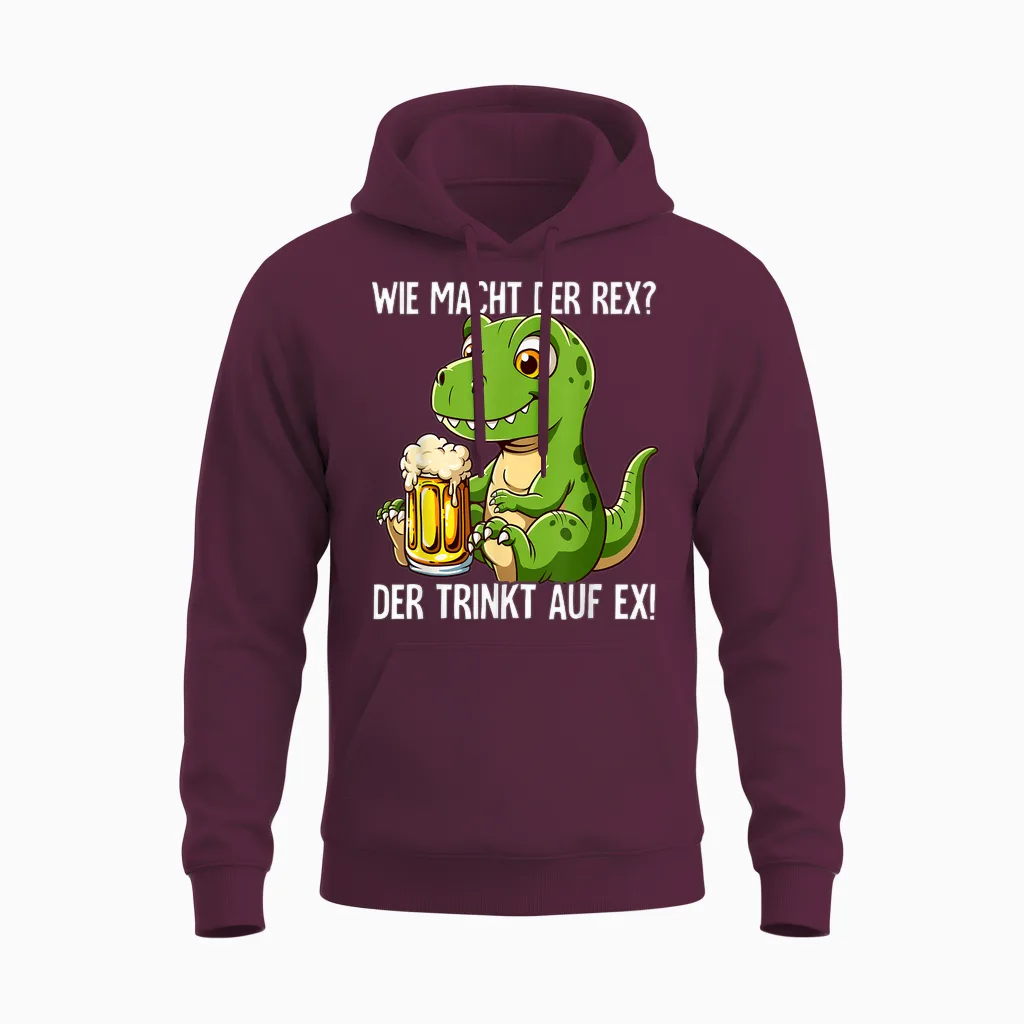 Lustige Party Gadgets Wie Macht Der Rex T-Shirt, Schwarz, Cartoon, Unisex-Erwachsene, S, V-Ausschnitt, Halbarm, Polyester 100%, Imported, Klassisch, Cartoon-T-Shirt Wie Macht Der Rex Unisex Hoodie in Maroon