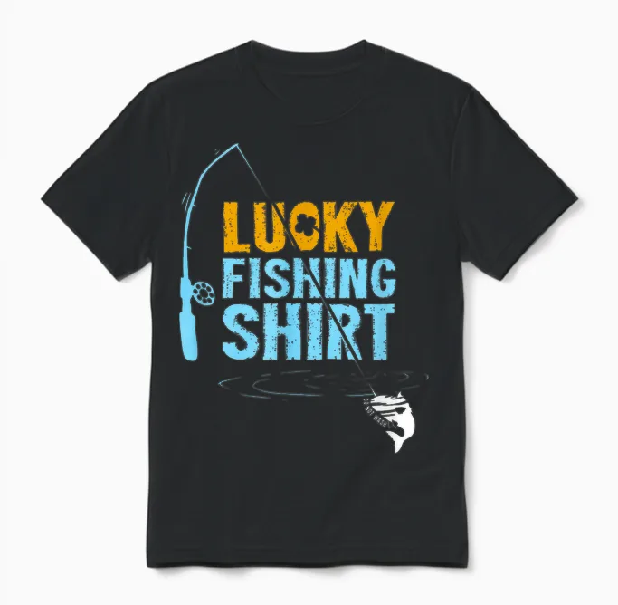 This Is My Lucky Fishing Fisherman's Favorite Artwork Unisex T-Shirt in Black