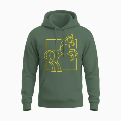 Horse Logo Unisex Hoodie - Military Green