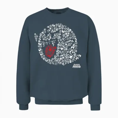 Nintendo Super Mario Iconic Boo Portrait Graphic Unisex Sweatshirt - Dark Heather