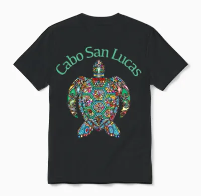 Cabo San Lucas Tribal Turtle Unisex T-Shirt - Black