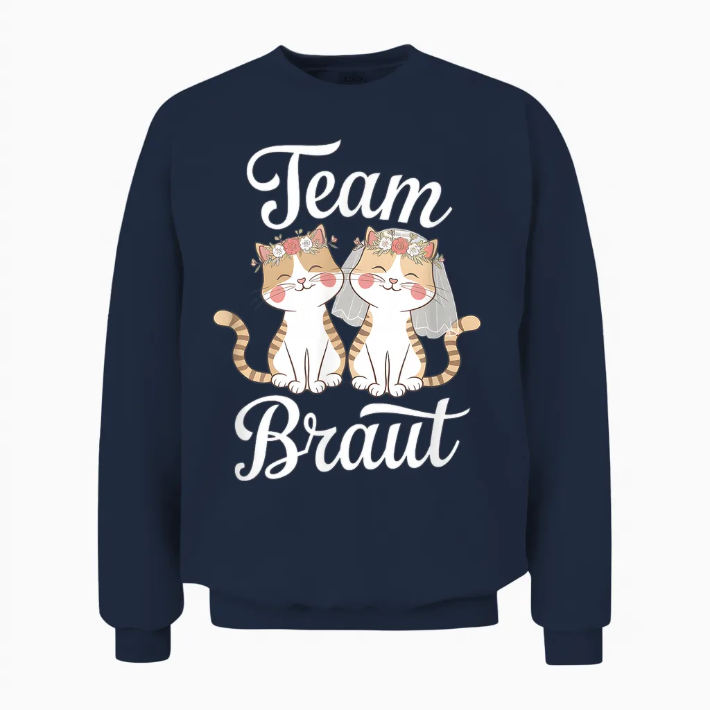 Team Braut Lustiges Katzen Jga Hochzeit Unisex Sweatshirt in Navy